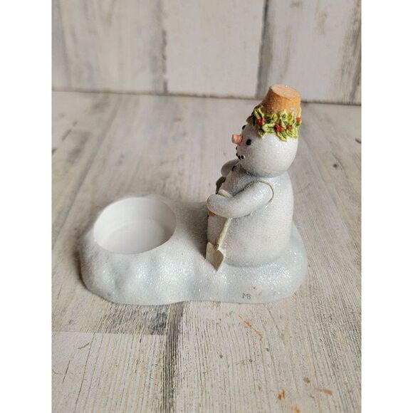 Hallmark snowman AS IS tealight candle holder glitter gardener - Picture 5 of 8